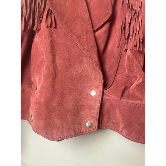 Vintage Cosa Nova Western Women’s Jacket Long Fringe Size Medium Rust Orange Red - Picture 6 of 16